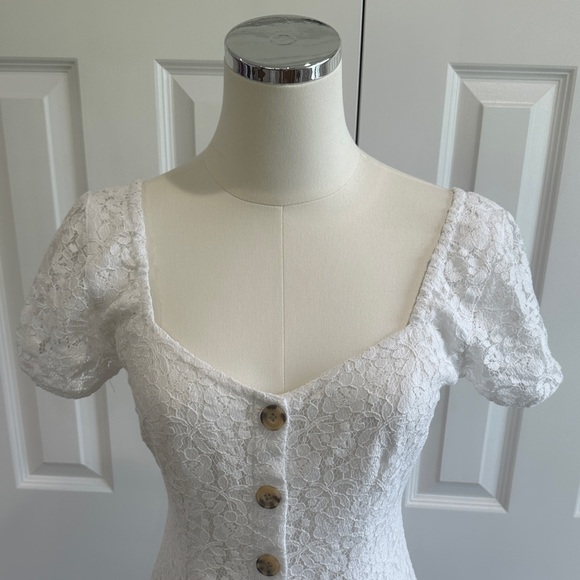 Abercrombie & Fitch White Lace Button-Down Mini Dress Size S - Picture 3 of 13
